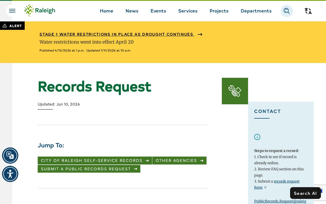 Raleigh people search and city public records request route